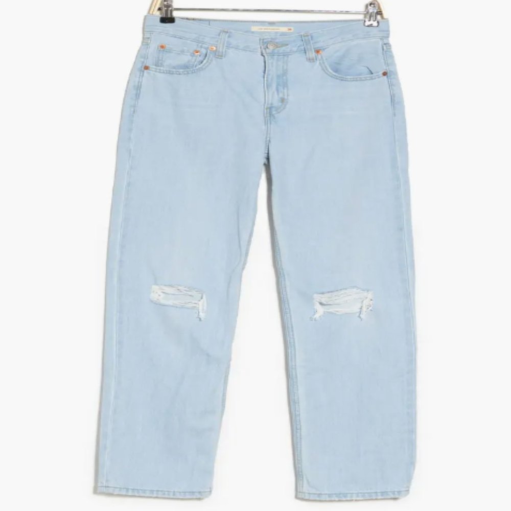 LEVI’S Low Pro Distressed Jeans, Light Wash - Picture 2 of 3